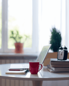 Stock image of a work desk in an office to promote finance admin role